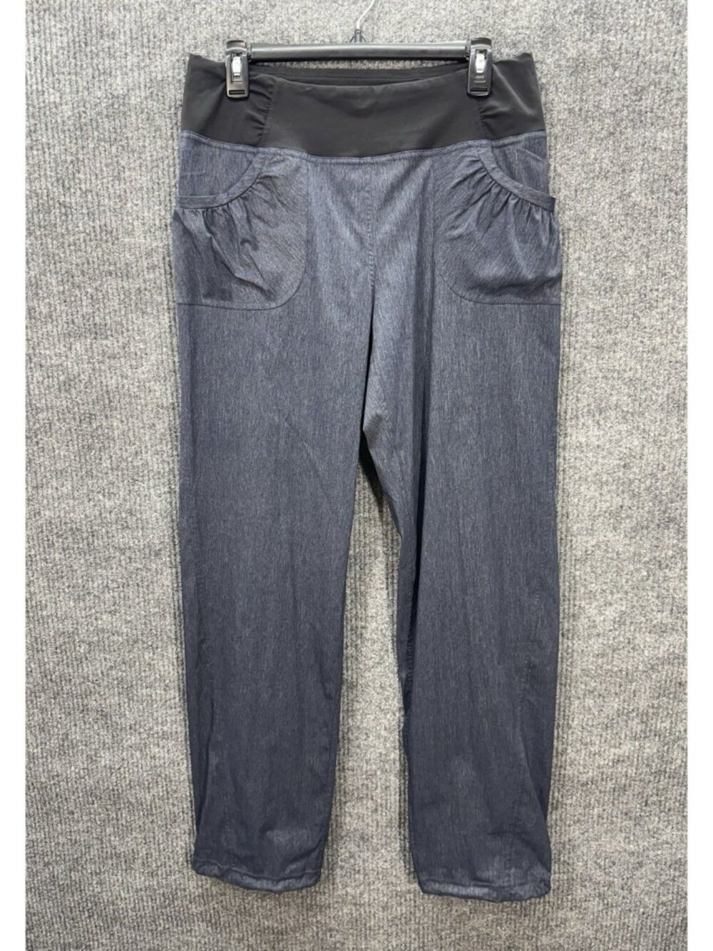Prana Summit Pants Women Large Blue Heather Pull On Outdoor Stretch Cinch Hem